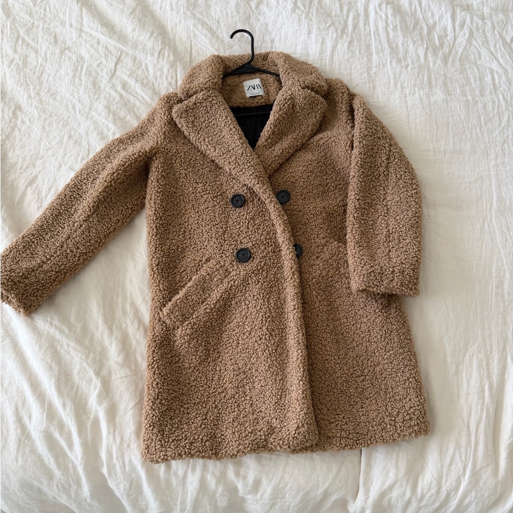 Zara Double-Breasted Teddy Coat